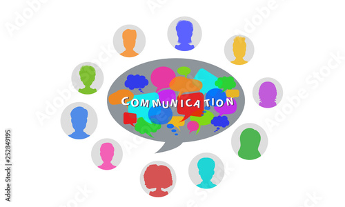 Teamwork or people communication concept with dialogue speech bubbles. Flat style vector illustration © Olena