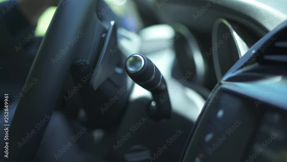 Inside car man driving a luxury and modern car