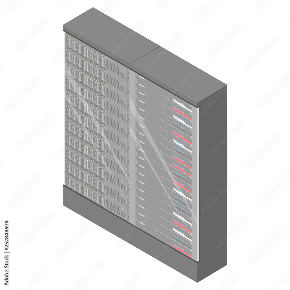 Network workstation server room concept. Server racks. Network workstation server room concept. Server racks.