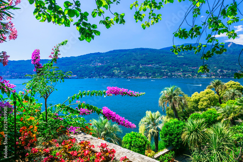 Slika na platnu scenic lake Lago Maggiore - Isola madre with floral gardens