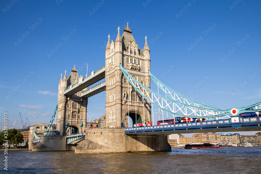 Obraz premium London cityscape across the River Thames with a view of Tower Bridge, London, England, UK, September 1, 2018