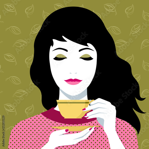 Woman drinking tea or coffee