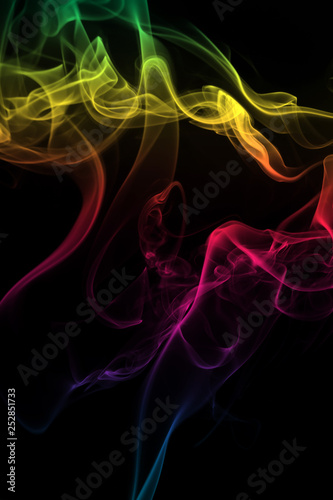 Abstract colorful smoke on black background, fire design