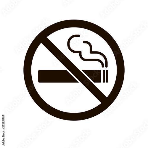 No smoking sign. Smoke Vector icon, Stop cigarette concept, monochrome illustration isolated on white.