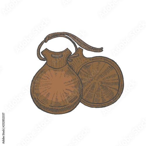 Colored Castanets on White Background in Hand-Drawn Style