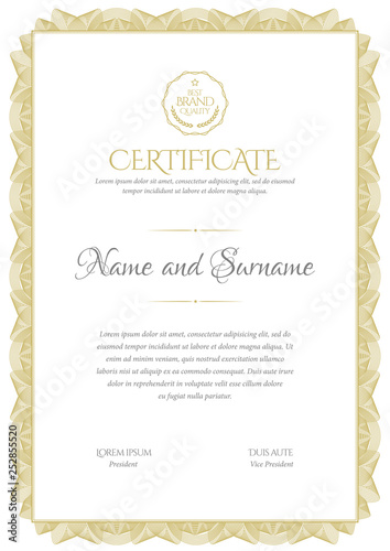 Certificate template. Diploma of modern design or gift certificate. Vector illustration.
