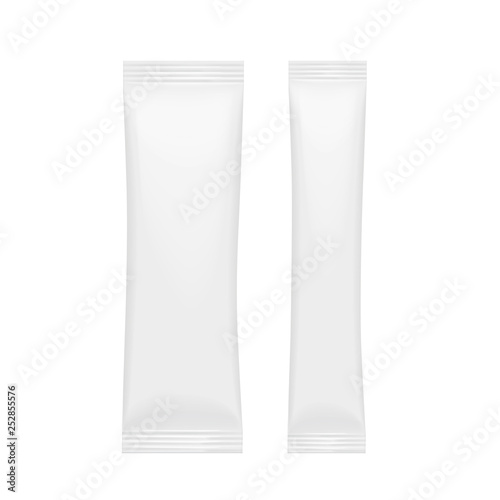 Set of Realistic Empty Template Packaging White Stick. Food packaging Coffee, salt, sugar, pepper, spices. Template for the layout of your design. Vector illustration.