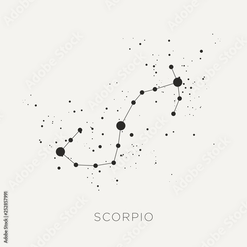Star constellation zodiac scorpio black white vector