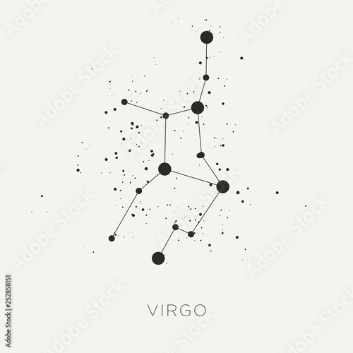 Star constellation zodiac virgo black white vector photo