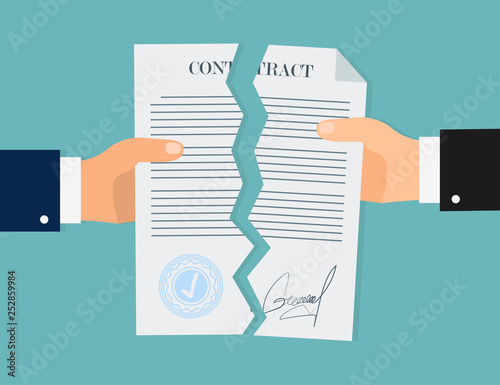 Contract break in flat style, business concept, vector