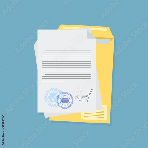 Contract in flat style, business concept, vector