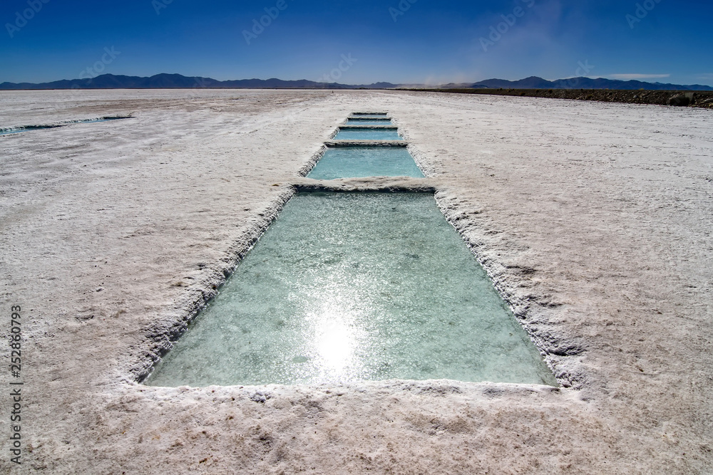 Salt production in the desert of Salinas Grandes, Argentina