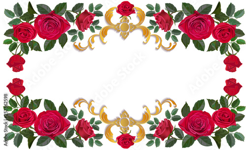 Fototapeta Naklejka Na Ścianę i Meble -  Flower frame with red rose vector illustration