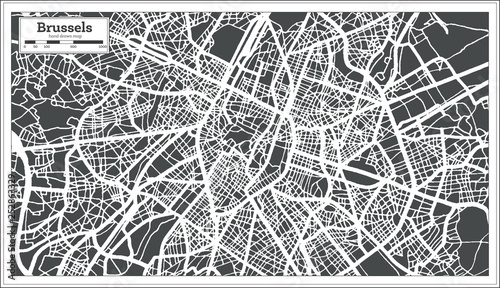 Brussels City Map in Retro Style. Outline Map.