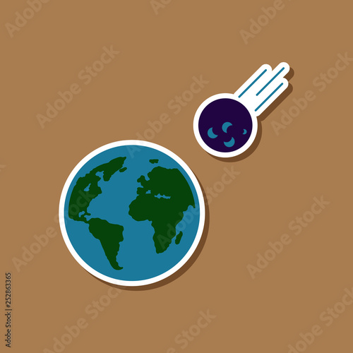 paper sticker on stylish background of nature meteorite earth