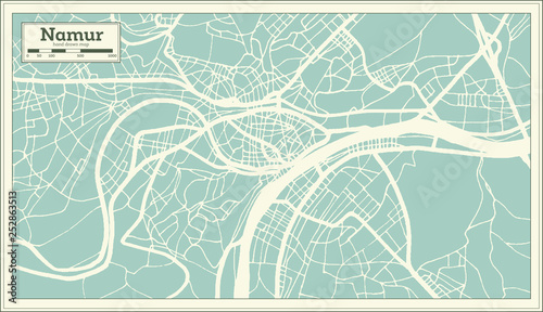 Namur City Map in Retro Style. Outline Map.