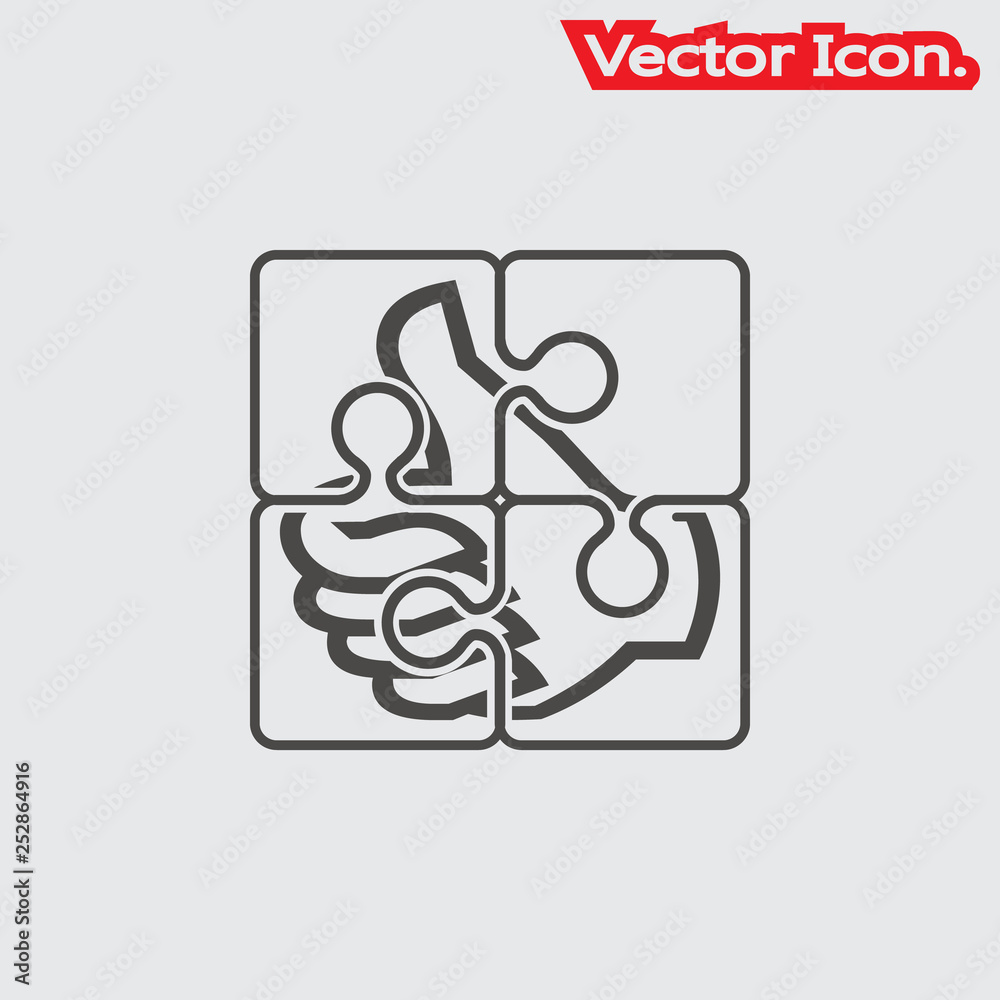 Puzzle icon isolated sign symbol and flat style for app, web and digital design. Vector illustration.