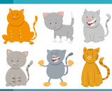 cats and kittens cartoon characters set