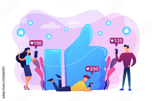 Likes addiction concept vector illustration.