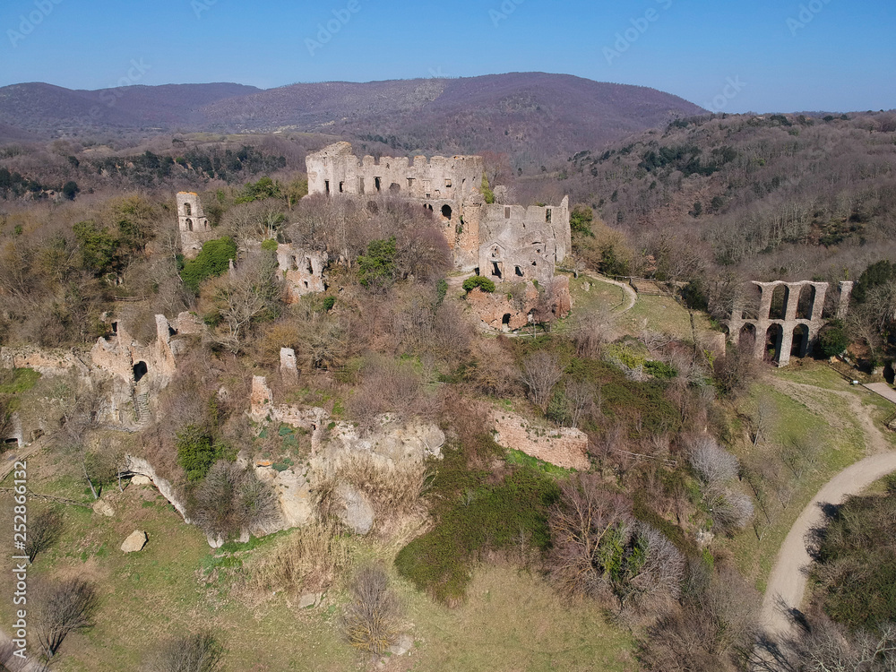 aerial view of the ancient town Monterano