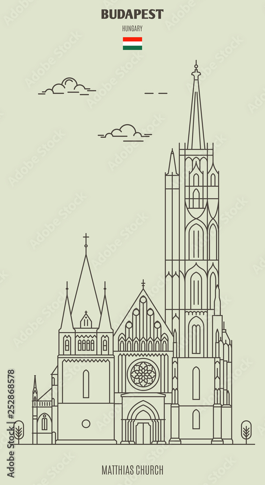Matthias Church in Budapest, Hungary. Landmark icon