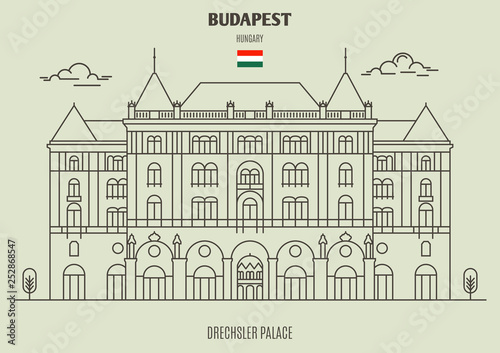 Drexhsler Palace in Budapest, Hungary. Landmark icon