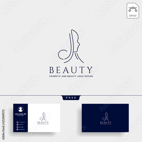 beauty cosmetic line art logo template vector illustration icon element