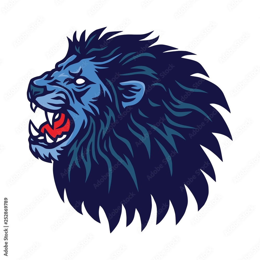 Roaring Lion Head Logo Design Mascot Vector Template Icon Stock ...