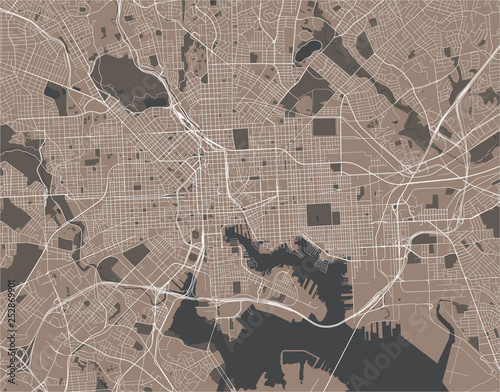 map of the city of Baltimore, Maryland, USA