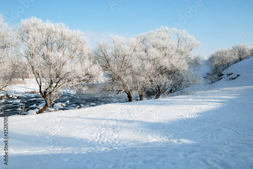 Winter landscape near the river