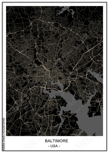 map of the city of Baltimore, Maryland, USA