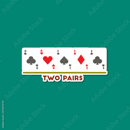 paper sticker on stylish background poker two pairs