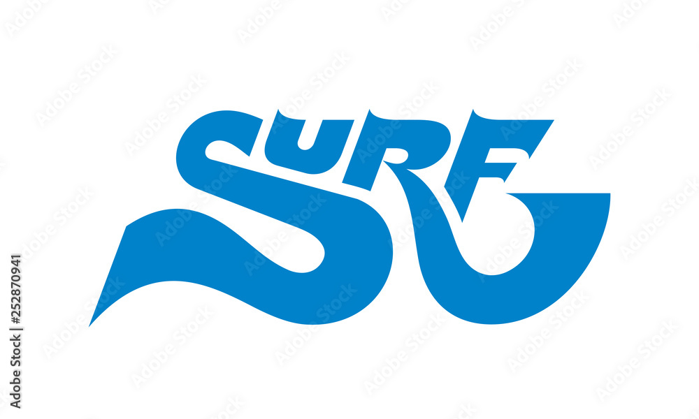 Surf - concept logo vector illustration for t-shirt, poster, brochure, advertising. Typographic creative symbol in vintage retro waves style. Original font character. Surfing word graphic design. Surf - concept logo vector illustration for t-shirt, poster, brochure, advertising. Typographic creative symbol in vintage retro waves style. Original font character. Surfing word graphic design.