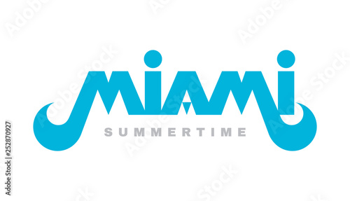 Miami - concept logo vector illustration. Typographic creative symbol in vintage retro style. Original font character. Florida USA. Word graphic design element. 