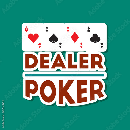 paper sticker on stylish background poker casino dealer