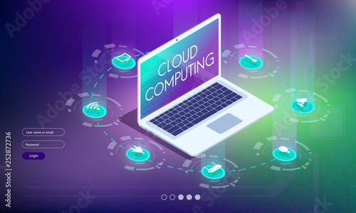 Wallpaper Mural Web development and coding. Cross platform development website. Adaptive layout internet page or web interface on screen laptop, tablet and phone. Isometric concept illustration. Torontodigital.ca