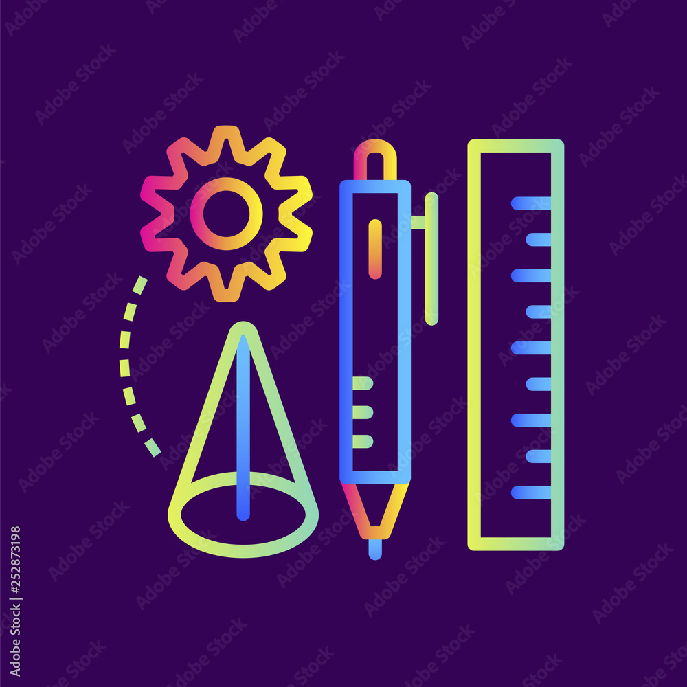 Outline icon Designer tools. 3D Printing, modeling. Suitable for presentation, mobile apps, website, interfaces and print Outline icon Designer tools. 3D Printing, modeling. Suitable for presentation, mobile apps, website, interfaces and print