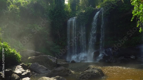 Beautiful waterfalls in the forest, Phnom Kulen Waterfall at Phnom Kulen National Park, Siem Reap, Cambodia.