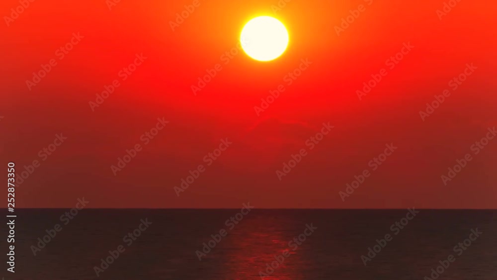 4k. Sunrise over sea, big sun. Time lapse without birds, RAW output.Landscape 4k. Sunrise over sea, big sun. Time lapse without birds, RAW output.Landscape