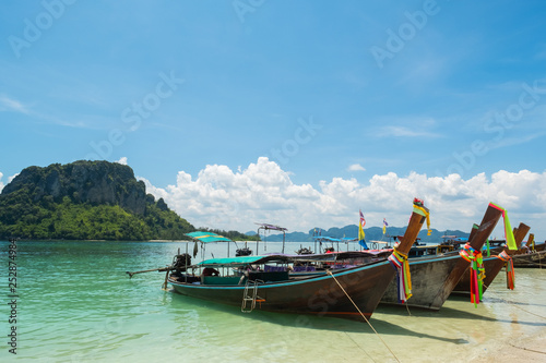 Sea with Boat Tourism in Krabi Island