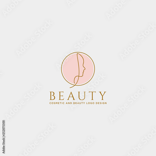 beauty cosmetic line art logo template vector illustration icon element