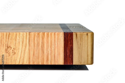 One wooden cutting Board on white background. Iisolate on white