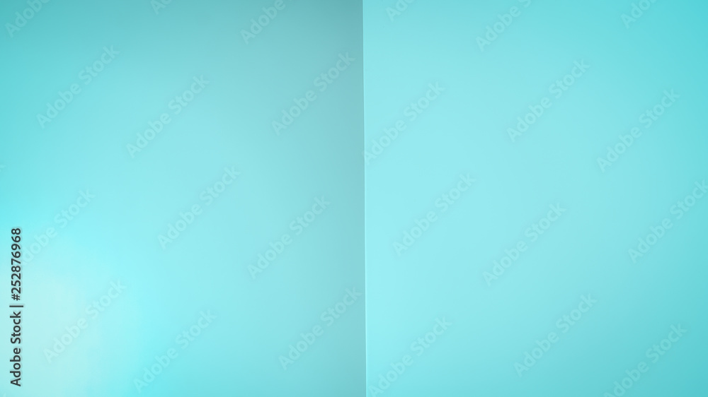 Aqua blue color background. Turquoise mint color. 16:9. Abstracts gradient background like an open book