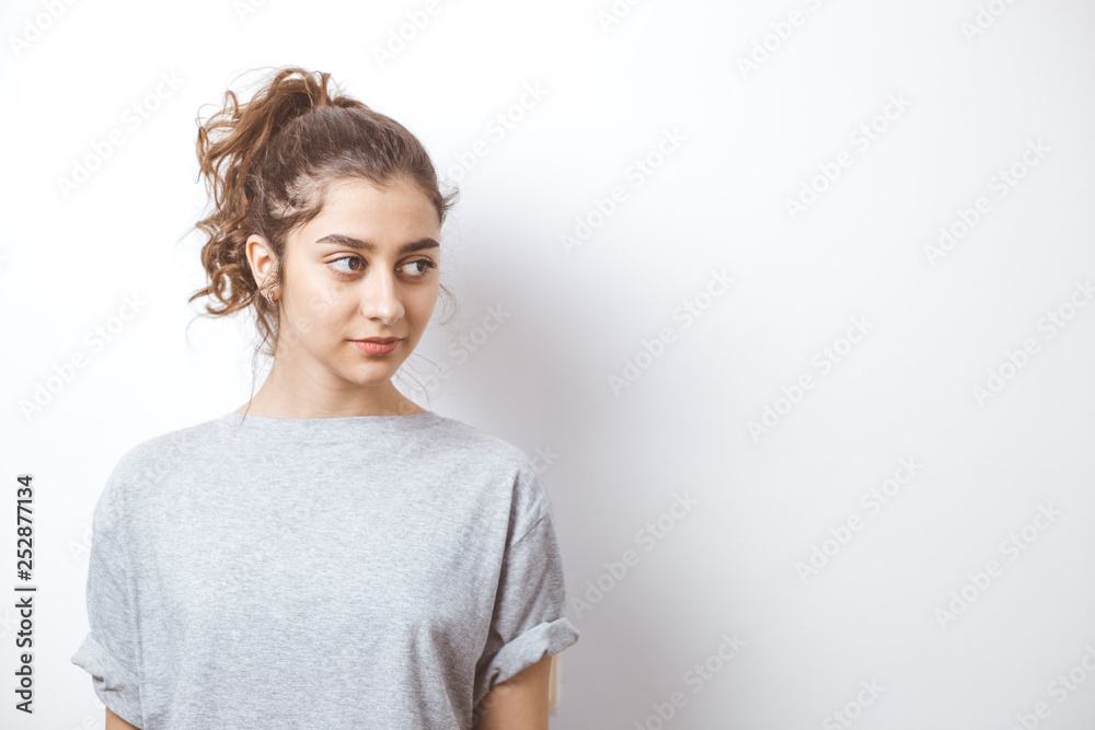 Beautiful Indian girl is looking at the empty space, place to place text. Beautiful Indian girl is looking at the empty space, place to place text.