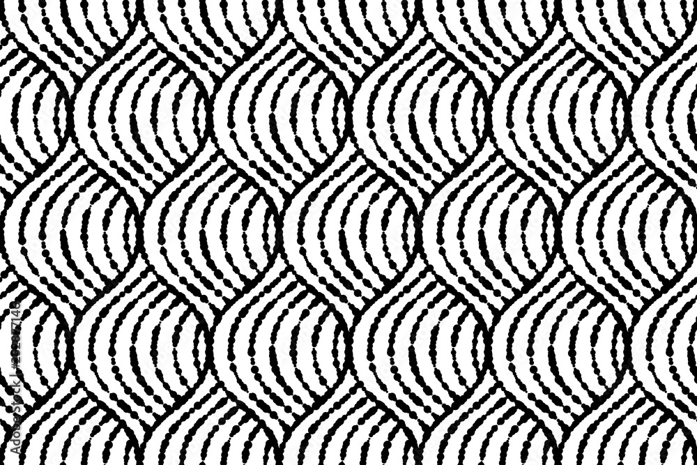 Fototapeta premium The geometric pattern with wavy lines. Seamless vector background. White and black texture. Simple lattice graphic design