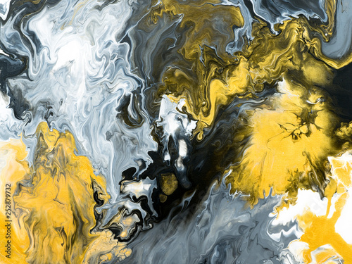 Kreatywne czarno-białe ze złotym marmurem abstrakcyjne ręcznie malowane tło