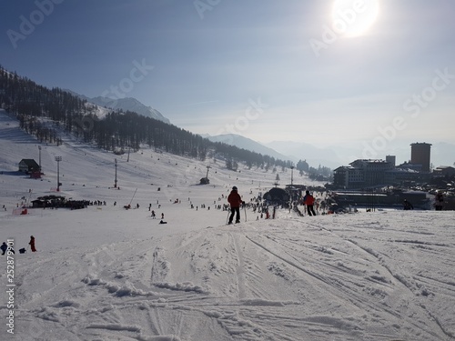 Ski and snowboard track in Sestriere, Italy © Zhivko