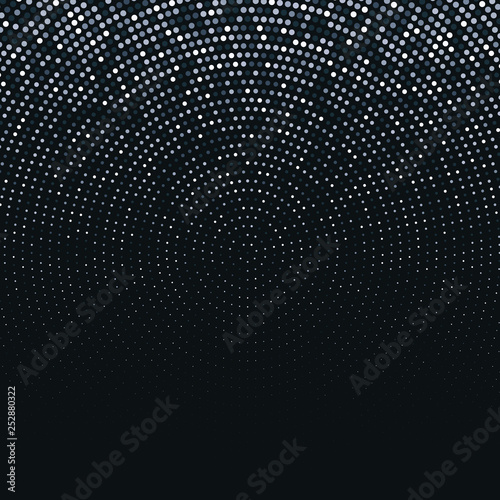 Vector abstract silver halftone pattern on black background