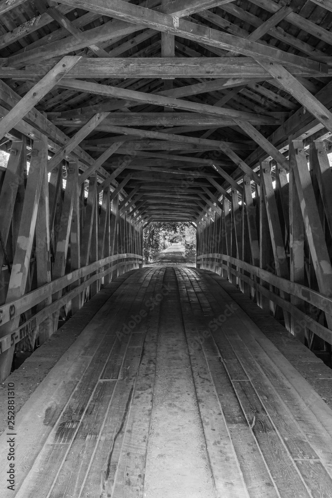 Colville Covered Bridge Interior, B&W 1