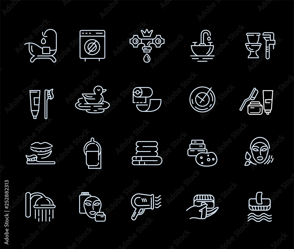 Vector icon and logo of bathroom. Editable outline stroke size. Line ...